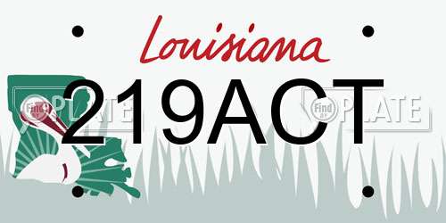 219ACT Louisiana License Plate