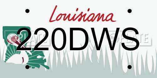 220DWS Louisiana License Plate