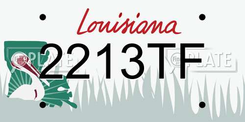 2213TF Louisiana License Plate