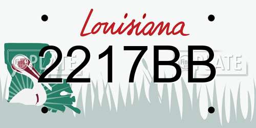 2217BB Louisiana License Plate