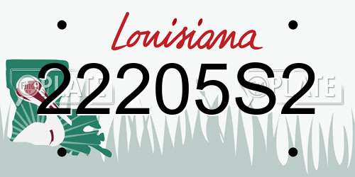 22205S2 Louisiana License Plate