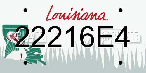 22216E4 Louisiana License Plate