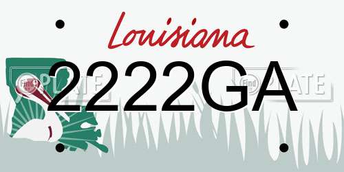 2222GA Louisiana License Plate