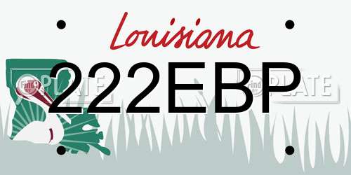 222EBP Louisiana License Plate