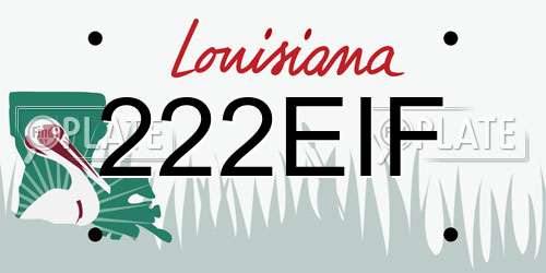 222EIF Louisiana License Plate