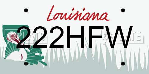 222HFW Louisiana License Plate