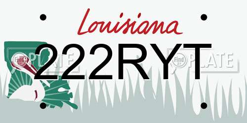 222RYT Louisiana License Plate