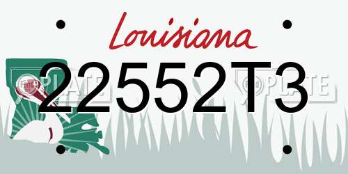22552T3 Louisiana License Plate