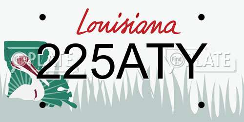 225ATY Louisiana License Plate