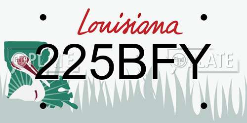 225BFY Louisiana License Plate