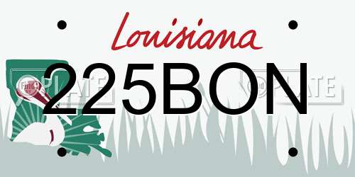 225BON Louisiana License Plate