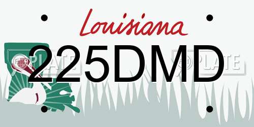 225DMD Louisiana License Plate