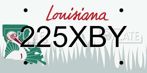 225XBY Louisiana License Plate