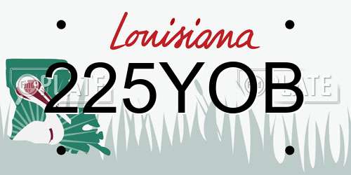 225YOB Louisiana License Plate