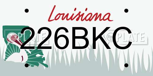 226BKC Louisiana License Plate