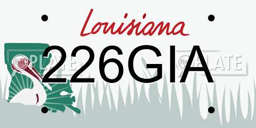 226GIA Louisiana License Plate