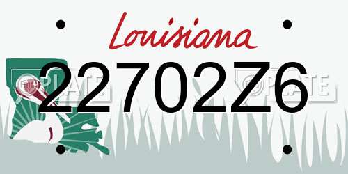 22702Z6 Louisiana License Plate