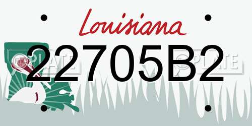 22705B2 Louisiana License Plate
