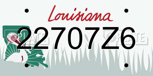 22707Z6 Louisiana License Plate
