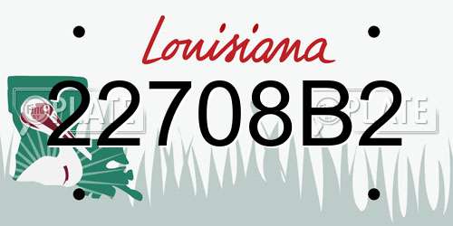 22708B2 Louisiana License Plate