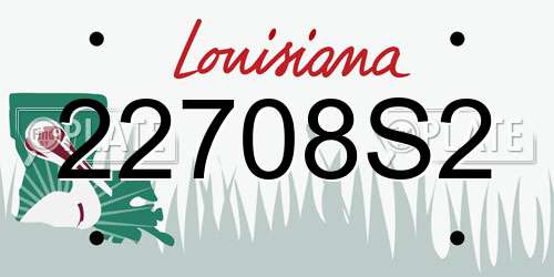 22708S2 Louisiana License Plate