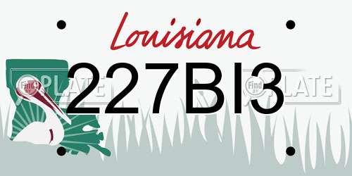 227BI3 Louisiana License Plate