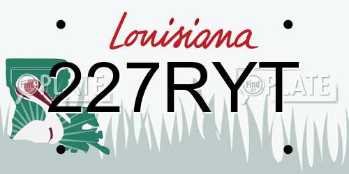 227RYT Louisiana License Plate