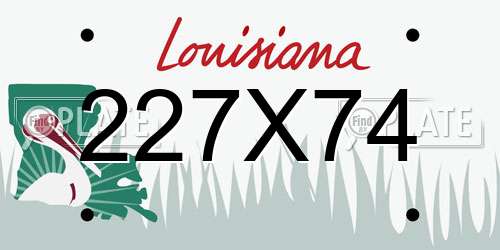 227X74 Louisiana License Plate
