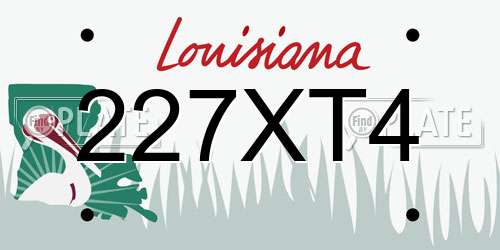227XT4 Louisiana License Plate