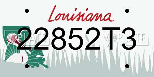 22852T3 Louisiana License Plate