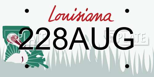 228AUG Louisiana License Plate