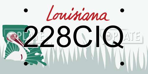 228CIQ Louisiana License Plate