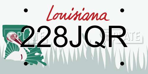 228JQR Louisiana License Plate