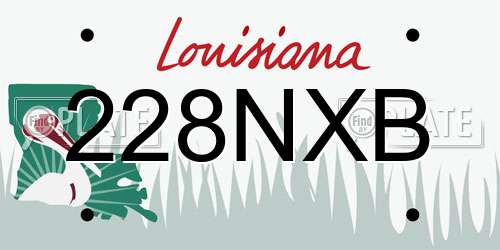 228NXB Louisiana License Plate