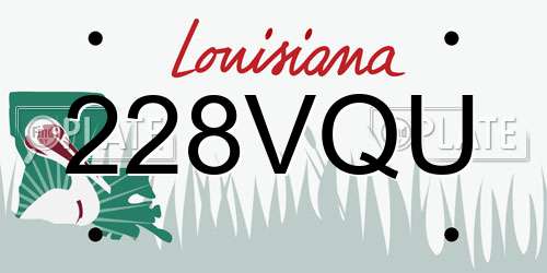 228VQU Louisiana License Plate