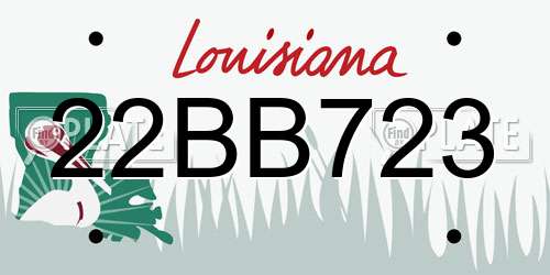 22BB723 Louisiana License Plate