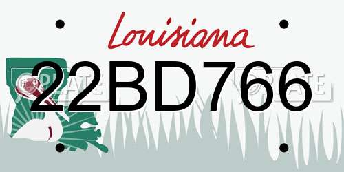 22BD766 Louisiana License Plate