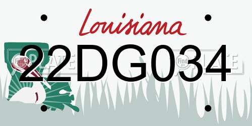 22DG034 Louisiana License Plate