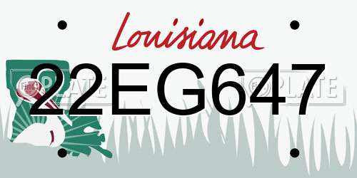 22EG647 Louisiana License Plate