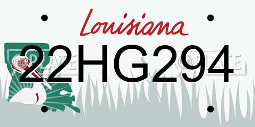 22HG294 Louisiana License Plate