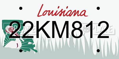 22KM812 Louisiana License Plate