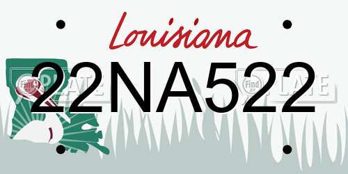 22NA522 Louisiana License Plate