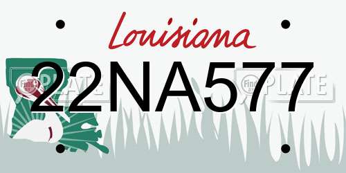 22NA577 Louisiana License Plate