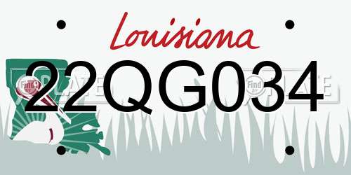 22QG034 Louisiana License Plate