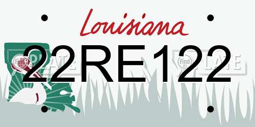 22RE122 Louisiana License Plate
