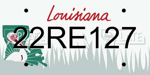 22RE127 Louisiana License Plate