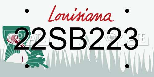 22SB223 Louisiana License Plate