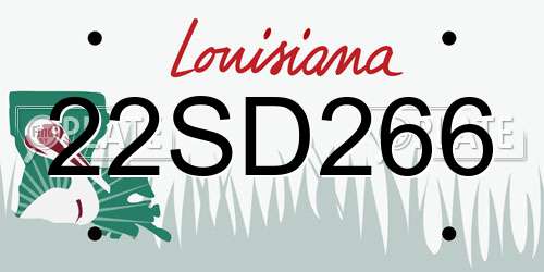 22SD266 Louisiana License Plate