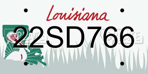 22SD766 Louisiana License Plate