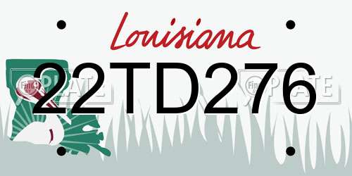 22TD276 Louisiana License Plate
